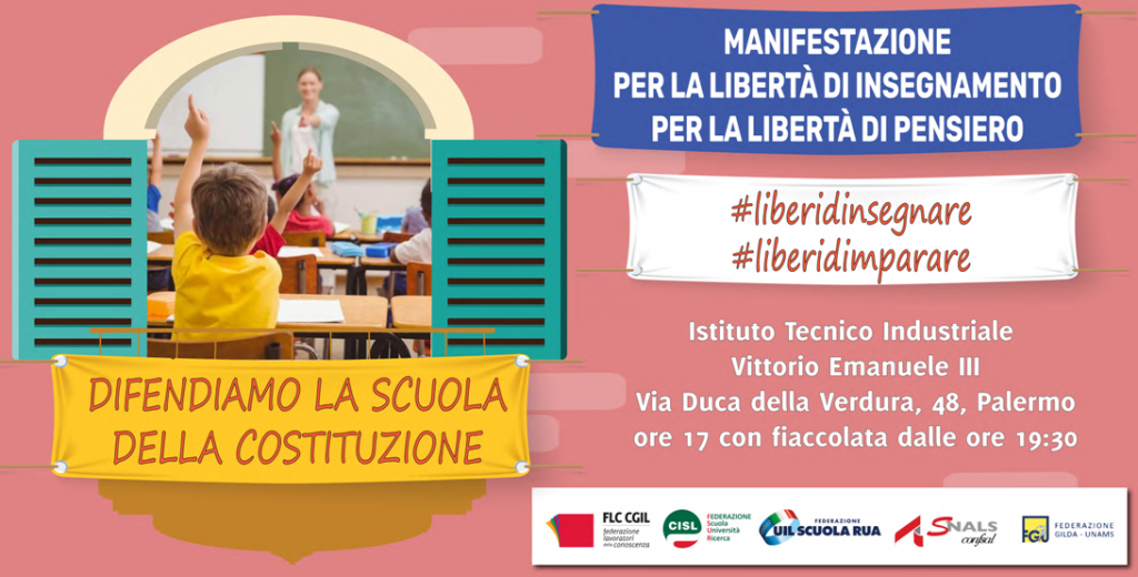 Domani a Palermo e in tutta Italia in difesa della libertà di insegnamento