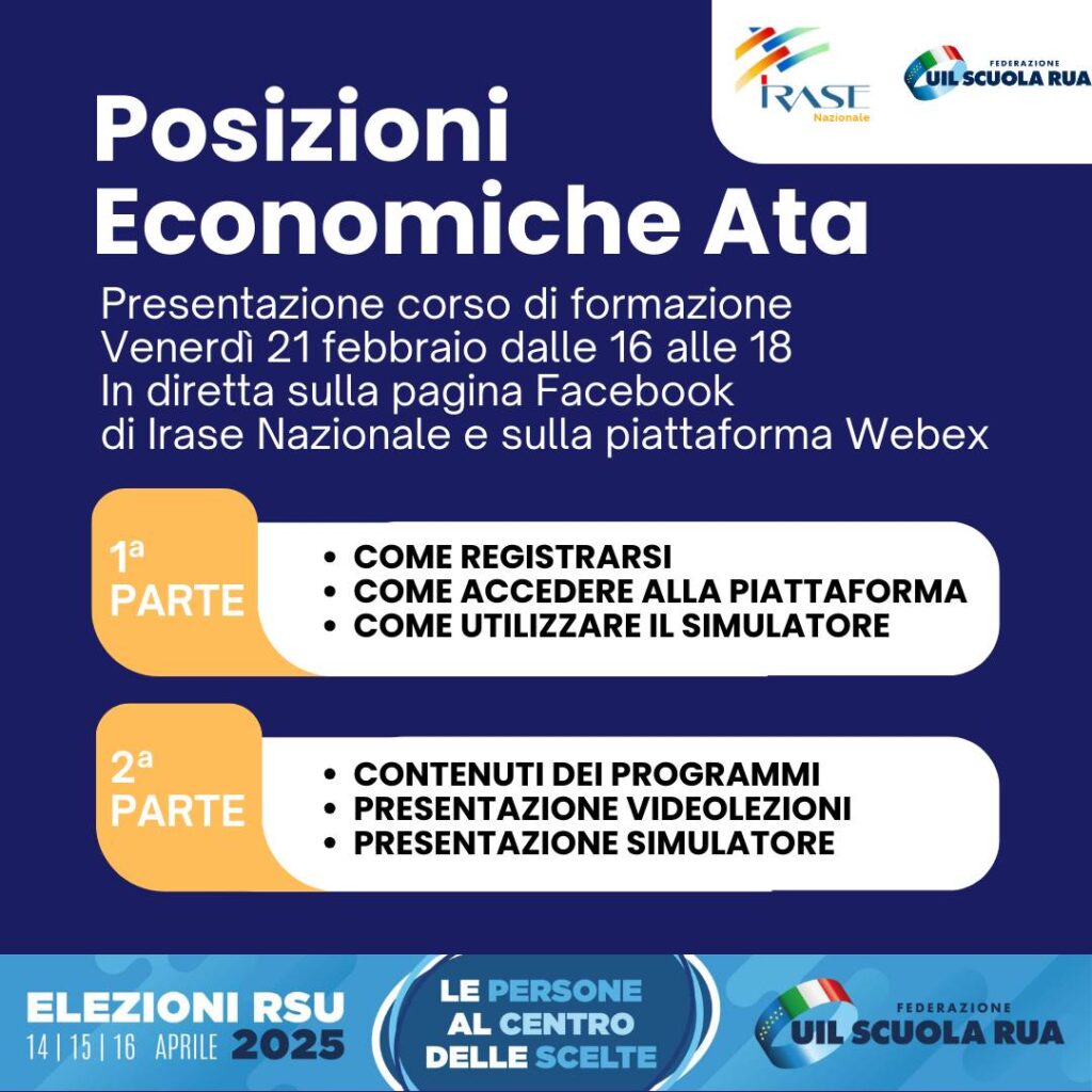 Posizioni economiche Ata, venerdì 21 febbraio presentazione del corso Irase Uil Scuola