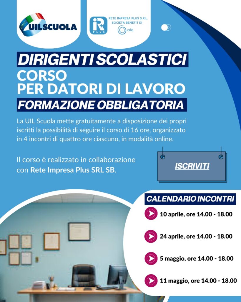 Dirigenti Scolastici – Corso per datori di lavoro, formazione obbligatoria