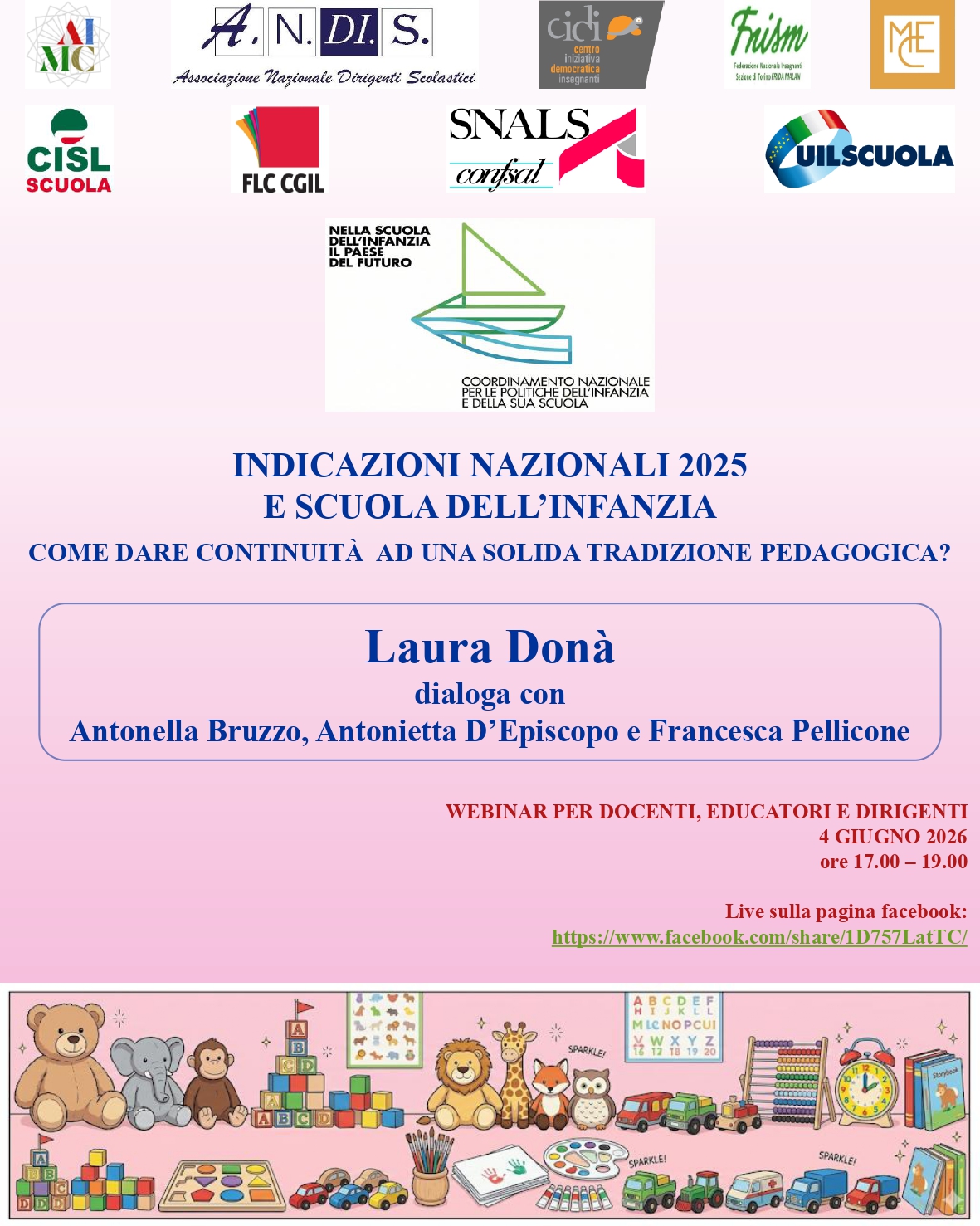Indicazioni Nazionali 2025 e Scuola dell’Infanzia: incontro online il 4 giugno