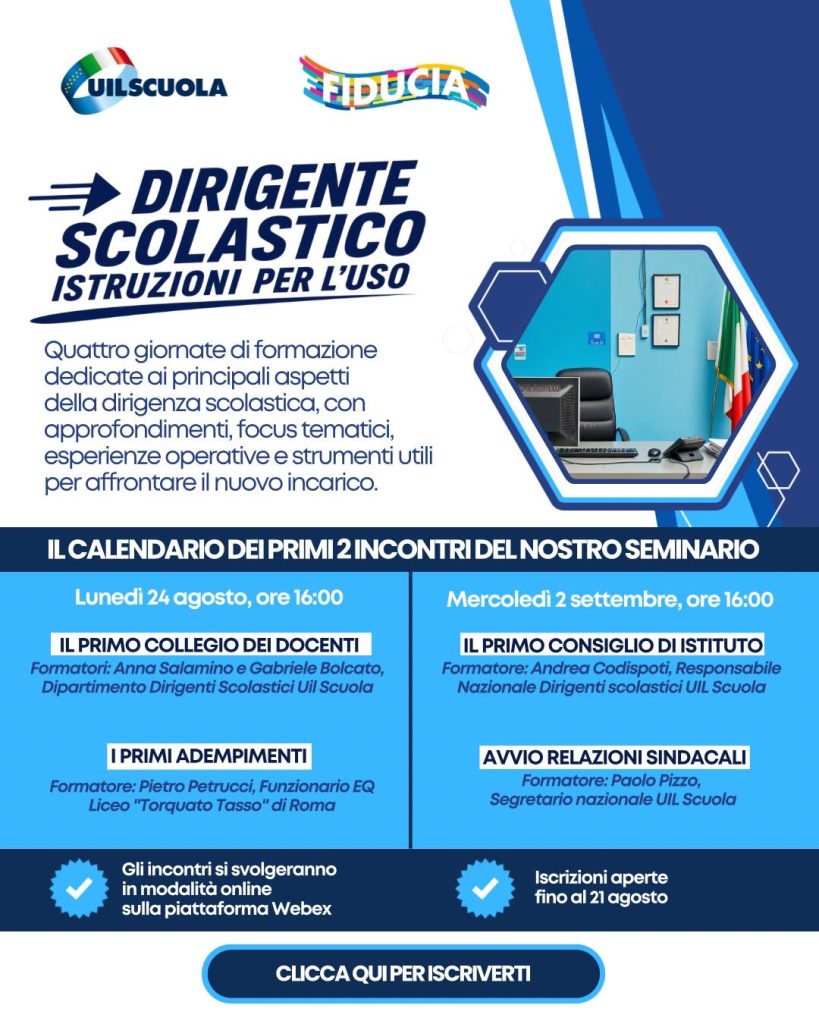 Dirigente scolastico, istruzioni per l’uso: al via il ciclo di formazione UIL Scuola